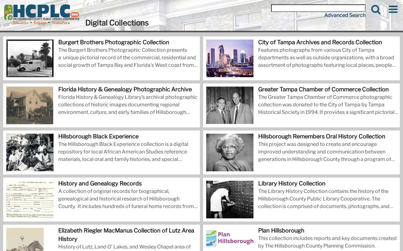 HCPLC Digital Collections local history landing page