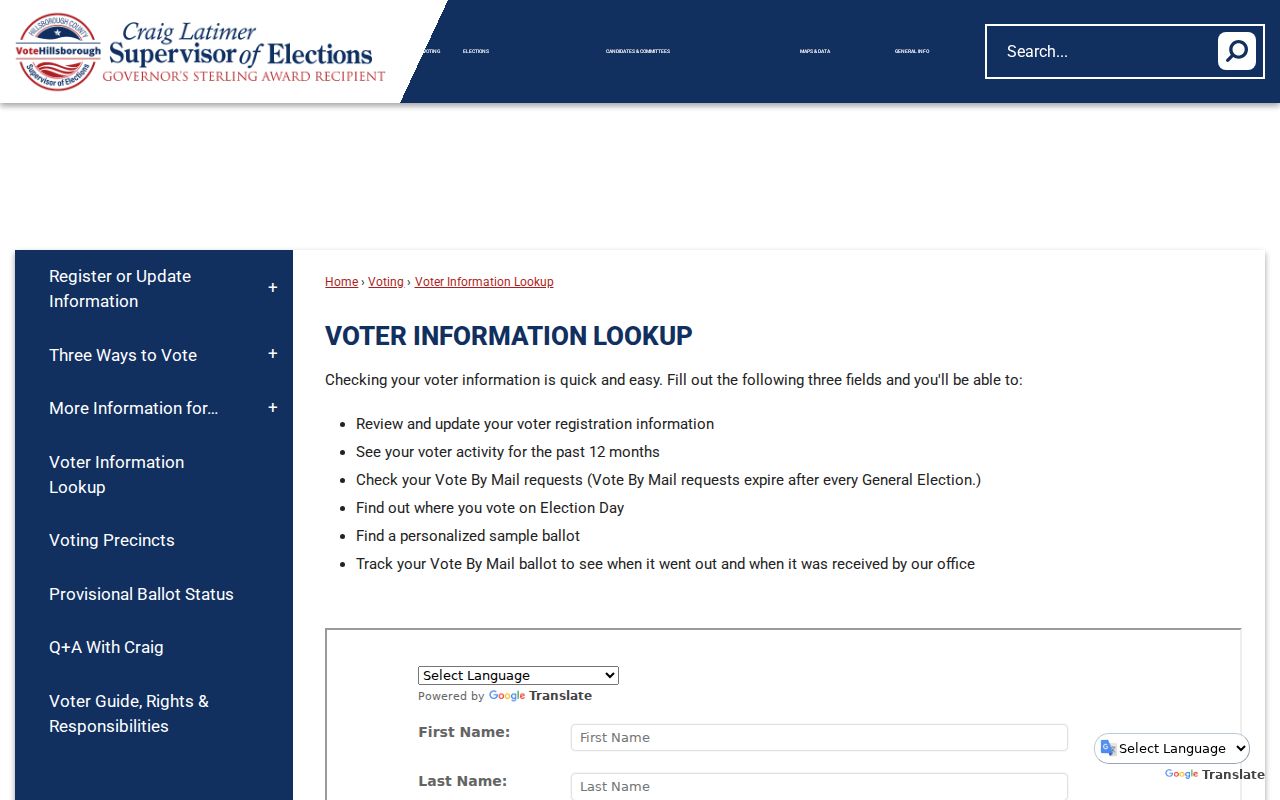 Hillsborough County residents directory voter lookup