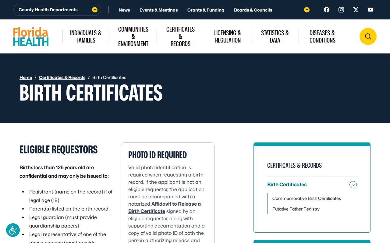 Hillsborough County resident lookup birth certificate access